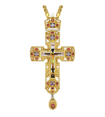 Хрест латунний із вставками,принтом і фрагментальної позолоттю
