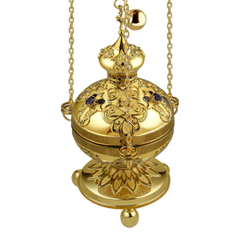 Gilded brass censer with inlays