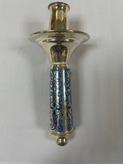 Brass candlestick with etching