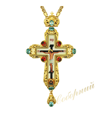 Pectoral brass cross in gilding