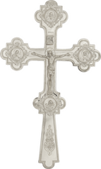 Silvered cross on the altar.
