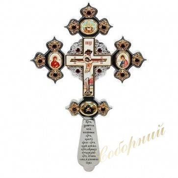 крест латунный напрестольный в позолоте с принтами
