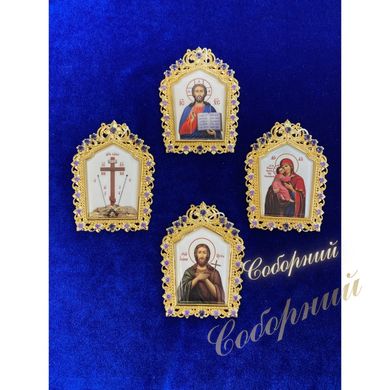 Set of icons on mitre with stones and gilding