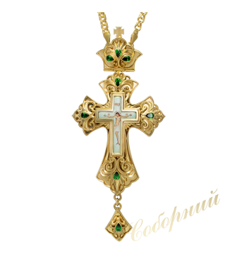 Gilded brass cross with inlays