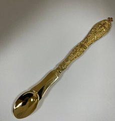 Brass leaf blade in gilding with inlays
