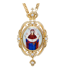 Panagia brass in gilt with print and chain inlays