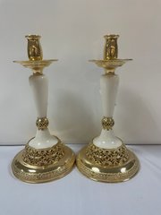 Gilded brass candlestick with acrylic foot