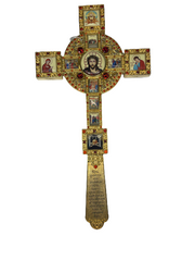 Gilded decorated cross on the altar