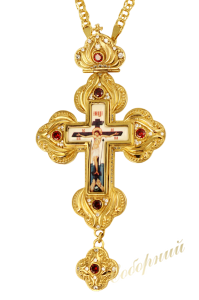 Крест латунный позолоченный с принтом и цепью