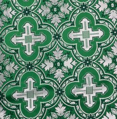 Ткань парча зеленая с серебром, метанить, ширина - 1,80м