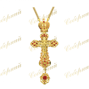 Хрест наперсний №6 "Ажурний" латунний у позолоті
