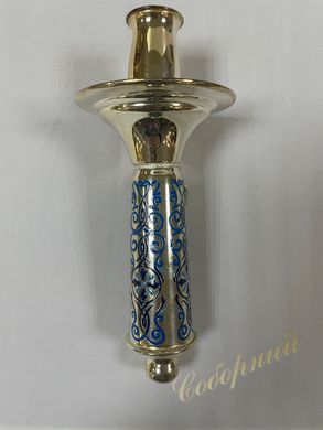 Brass candlestick with etching