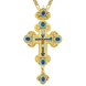 Хрест латунний у позолоті із принтом і ланцюгом
