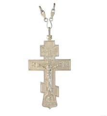 Крест церковный "Ника" №10 из латуни посеребрении с цепью
