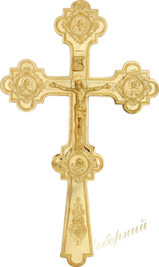Gilded cross on the altar.