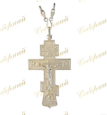 Хрест церковний "Ніка" №10 з латуні в сріблені з ланцюгом