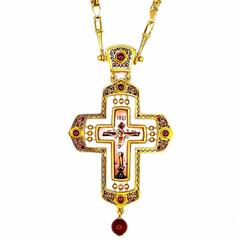 Хрест для священиків із латуні позолочений із ланцюгом