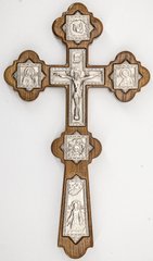 Cross of wood with nickel inserts