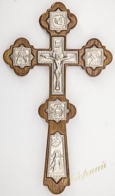 Хрест напрестольний дерев'яний зі вставками з нікелю