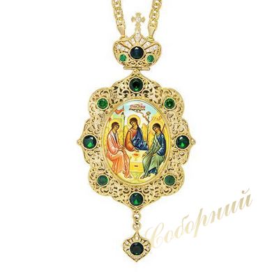 Panagia gilded brass with print and inlays and chain