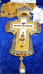 Cross for priests with brass gilded with chain and print