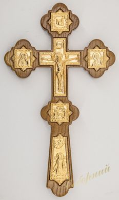 Хрест напрестольний дерев'яний з позолоченими вставками