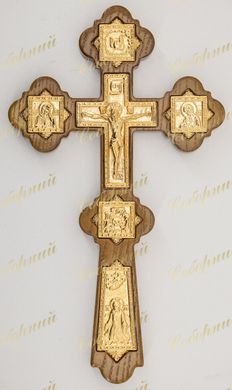 Крест напрестольный деревянный с позолеченными вставками