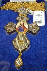 Крест для священников с латуни позолоченный с цепью и принтом
