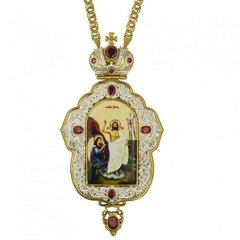 Gilded brass panagia with print and chain