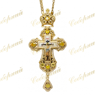 Крест латунный в позолоте и цепью