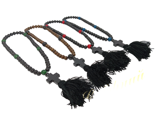 Wooden rosary, round beads, 50 (assortment)