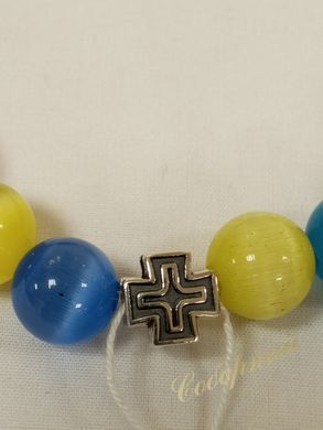 Браслет натуральные камни+ крест серебро 1,4г