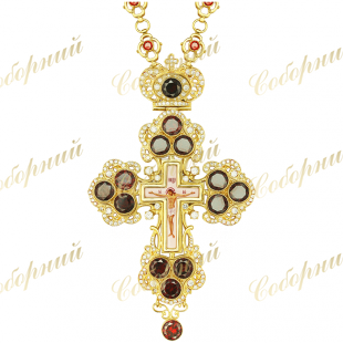 Крест латунный в позолоте с принтом и цепью