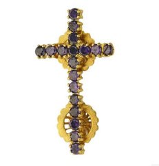 Silver cross on klobuk in gilt with inlays