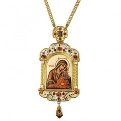 Gilded brass panagia with chain