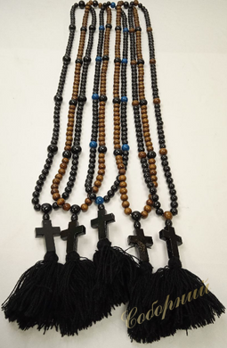 The rosary of wood 100 beads.
