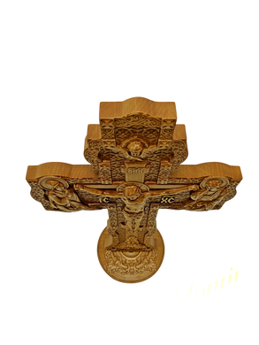 Carved cross with stand