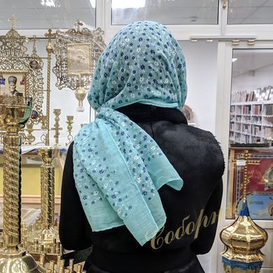 Шарф бавовняний з квітами