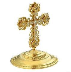 Cross on mitre in gilded brass