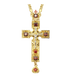 Крест латунный в позолоте со вставками и литьевым распятием без цепи