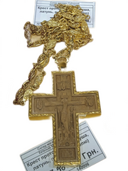 Хрест протоієрейський (дер.груша, латунь, позолота з ланцюгом)