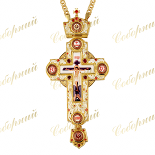 Крест латунный позолоченный с принтом и цепью
