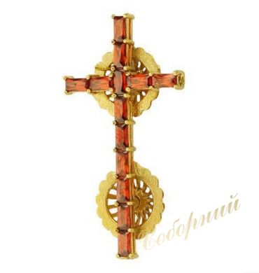 Silver cross on klobuk in gilt with inlays