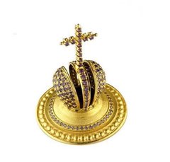 Cross on mitre in gilded brass with inlays