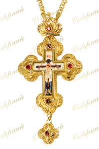 Хрест латунний позолочений с принтом і ланцюгом