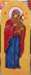 Икона "Божья Матерь с младенцем" (разный фон, перламутр, нимб)