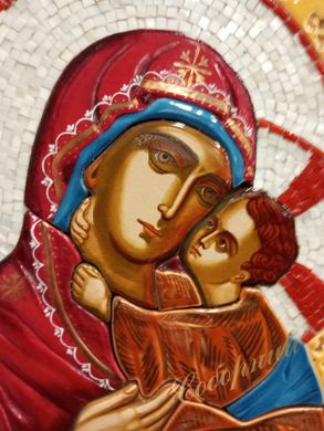 Icon "Mother of God with Child" (different background, mother of pearl, halo)